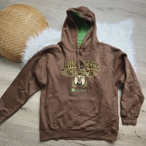 John Deere Brown Hoodie with Green Lining